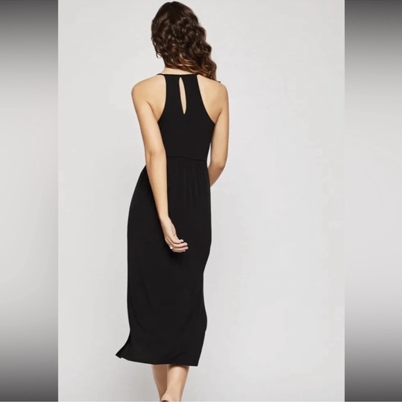 BCBG Velvet Faux-Wrap Side Slit Midi Dress Size XS - Picture 4 of 10